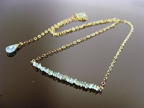 Genuine Blue Raw Diamond 14k Gold Filled Necklace