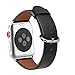 WFEAGL Compatible iWatch Band 38mm 40mm,Top Grain Leather Band Replacement Strap for iWatch Series 4,Series 3,Series 2,Series 1,Sport, Edition (Black Band+Silver Adapter,38mm 40mm)