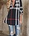 Akery Women's 3/4 Sleeve Casual Plaid Shirt Blouse Tops