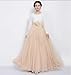 3 Layers Charming Women's Pleated Chiffon Long Skirt Retro Elastic Waist Maxi Dress With Bow Belt Beige