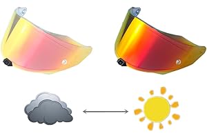 ANSUNDA Photochromic Helmet Visor Shield for R2R,UV Protection Motorcycle Helmet Visor Compatible with KYT R2R (Photochromic Revo Red)