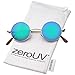 zeroUV - Retro Round Sunglasses for Men Women with Color Mirrored Lens Glasses (Gold/Blue-Green)
