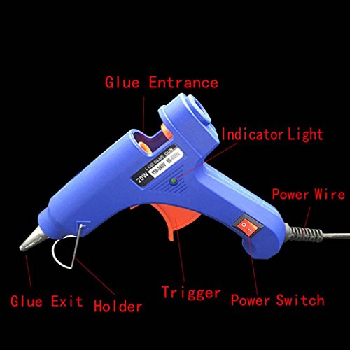 20W Plug Hot Melt Glue Gun Sticks Industrial Mini Thermo Electric Heat Temperature Tool Machine US Plug 100V-220V (Pink)