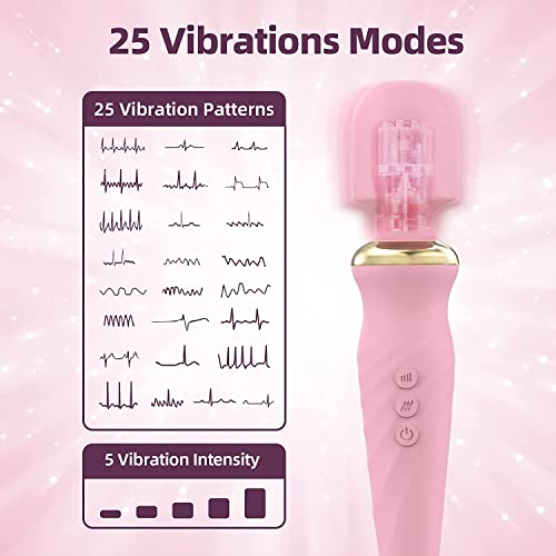 Vibrator for Women - Adult Sex Toys, Rechargeable Wand Vibrators with 25 Patterns & 5 Speeds, Quiet & Waterproof, Female G Spot Clitoral Stimulator Massager for Her Pleasure