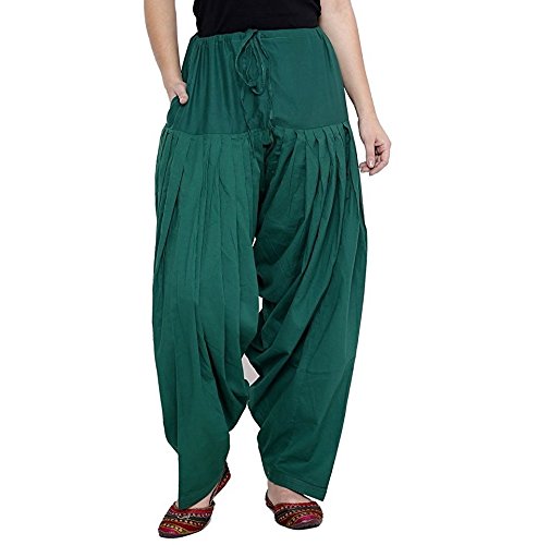 kalpit creations women's cotton semi-patiala salwar bottom pants (green, free size)