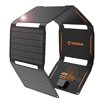FlexSolar 40W Foldable Solar Panel Charger with USB-C and USB-A Outputs for Phones, Power Banks, Tablets - Waterproof for Camping, Hiking, Backpacking