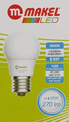 Makel Led Ampul, 3 W, 6500 K, Cold White,: Amazon.com.tr Makel Led Ampul, 3 W, 6500 K, Cold White,: Amazon.com.tr