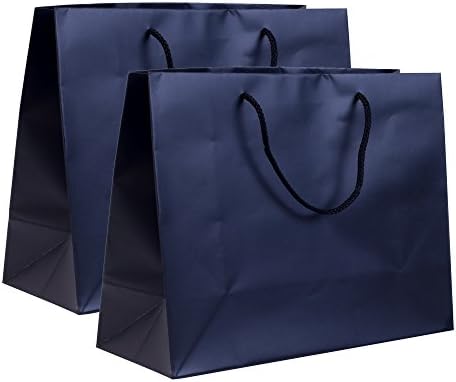 Incredible Packaging - 16" x 6" x 12" Retail Euro Tote Shopping Bags - Heavy Duty 157 GSM - Original Style Paper - Perfect for Merchandise, Retail, Party, Gift Bags. (Black Gloss, 10 Bags)