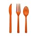 Party Essentials Hard Plastic Cutlery Combo Pack, 51 Pieces/17 Place Settings, Neon Orange