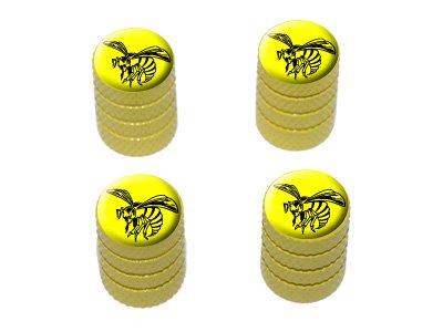 GRAPHICS & MORE Bee Wasp Hornet Black on Yellow - Tire Rim Valve Stem Caps - Yellow