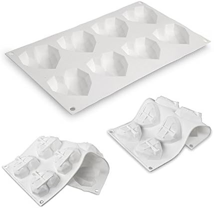 beicemania® Small Cake tin Heart Shaped Chocolate Mould Cake tin 3D Cake tins Mousse Cake Moulds Silicone White Diamond Heart Cake tin