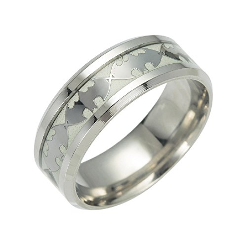 Glow in the Dark Silver Batman 316L Titanium Stainless steel Silver Ring Band