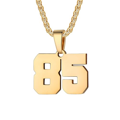 Number Necklace for Boy Black Athletes Number Stainless Steel