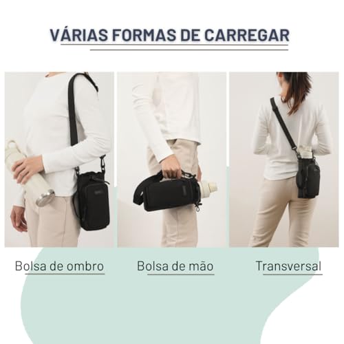 Bolsa Porta Garrafa Squeeze para Copo Térmico Com Alça Ajustável Shoulder Bag Para garrafas de agua