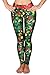 Womens Wide Waistband Christmas Bells Patterned Leggings Deep Green Free Size