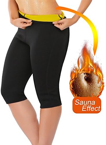 OUSPOTS Womens Sauna Hot Thermo Neoprene Sweat Pants for Weight Loss Tummy Fat Burner Shapewear Black No Zip