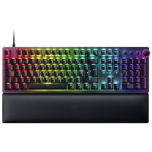 Razer Huntsman V2 (Red Switch) - Praktisch latenzfreie Optische Gaming-Tastatur (Lineare Optische Switches, Doubleshot PBT-Tastenkappen, Handballenauf