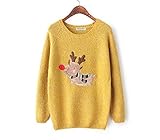 Shineflow Women's Reindeer Christmas Jumper Crew Neck Pullover Sweater