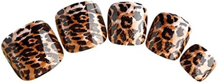 Nadeco Artificial Toe Nails With Handle,Leopard print,Chacolate Color,24 Nails Covers 12 Sizes