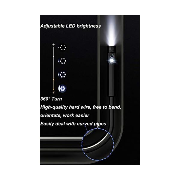 AWCPP Wifi 5Mp Hd Endoskopkamera Doppelobjektiv, 8,8Mm Inspektionskamera mit leichtem halbstarren kabellosen Endoskop… – Bild 7