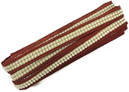 Dasync Maroon Pearl Laces And Borders Material For Saree Dupatta