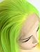 BLUPLE Silky Straight Lace Front Wigs Platinum Gray Trendy Heat Resistant Synthetic Hair Half Hand Tied Wigs for Cosplay Daily Wear (22 inches, Straight,Bright Yellow Green)