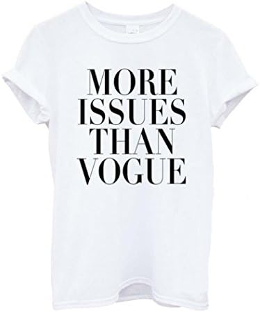 Lisingtool More Issues Than Vogue Printed Cotton Shirt Top Tees Shirt (Small, White)
