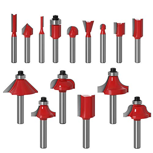 ZokMok 1/4 Shank Router Bits, 15pcs Pack Home DIY Light Duty Bits Set