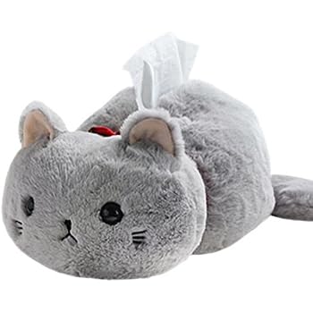 Choold Plüsch-Tissue-Box Cover – Süße Katze, Schwarz-weiß, Für Auto, Bad & Küche