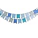 INFEI 3.5M/11.5Ft Floral Vintage Fabric Big Fishtail Flags Bunting Banner Garlands for Wedding, Birthday Party, Outdoor & Home Decoration (Blue)