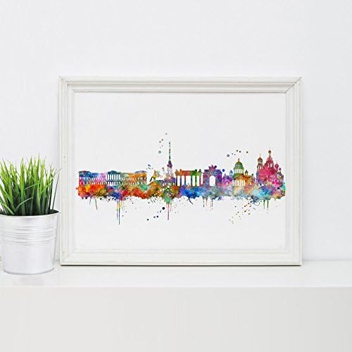 Saint Petersburg Skyline Art Print Painting Inspirational Skyline City Nursery Saint Petersburg Wall Art Poster Watercolor Art Decor No Frame P238