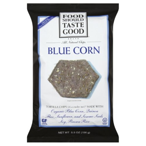 FoodShouldTasteGood Blue Corn Tortilla Chips, 5.5-Ounce Bags (Pack of 12)