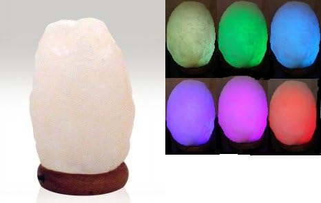 Himalayan Salt Cart Natural Crystal USB Powered Mini Salt Lamp, About 1.5 Pounds, About 4 Inches with Rosewood Base with LED Color-Changing Bulb