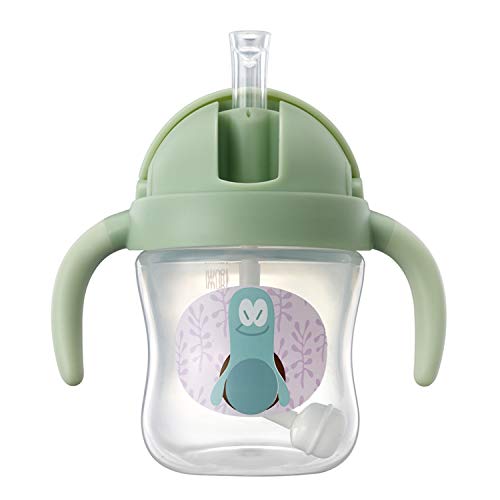 Kid Weighted Straw Sippy Cup,Gentle Transition Trainer Cup,4 Ounce/180ml BPA Free (Green)