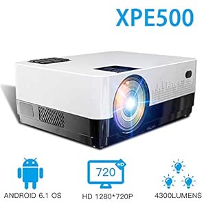 Proyector Led HD 1280 * 728p Android 6.1 Os 4300 lúmenes Proyector ...