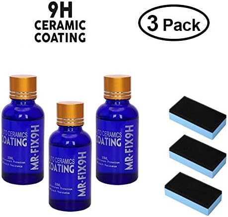 Mercu 9H Ceramic Automotive Coating car kit, Anti Scratch Car Liquid Nano Ceramic Coating Paint Sealant Protection Super Hydrophobic Glass Coating Polish-30ML(3pieces