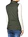 Allegra K Women's Stand Collar Lightweight Gilet Quilted Zip Vest Green Small