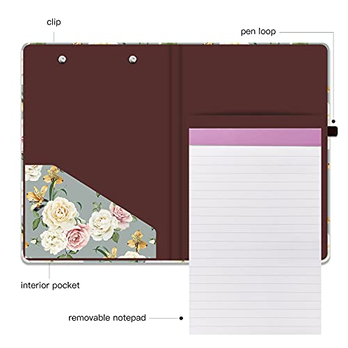 Hongri Mini Clipboard Folio with Refillable Lined Notepad and Interior