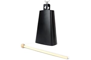 LOONELO Cow Bell with 7 inch,Metal Steel Cow Bell with Drum Stick for Drumset Kit Percussion,Noise Makers for Sporting Events Wedding Party Concert