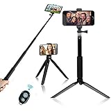 Selfie Stick with Tripod,NewRoad Extentable Selfie Stick with 360 Rotation Metal Phone Tripod and Wireless Remote for Gopro, Digital Cameras and Cell Phone(Andriod &IOS)