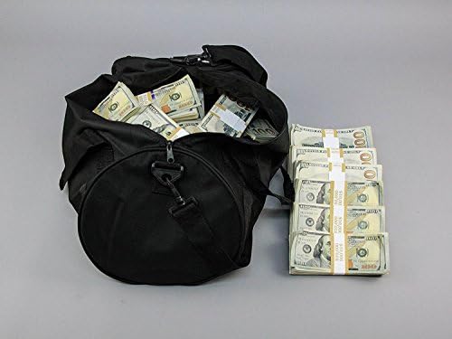 PROP MONEY Real Looking Copy NEW STYLE $100s - AGED BLANK FILLER DUFFLE BAG Pack $500,000 for Movie, TV, Videos &amp; Novelty