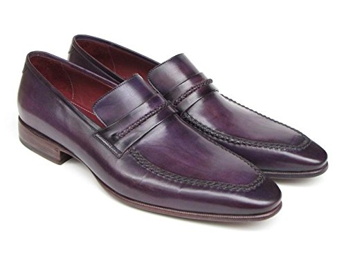 Paul parkman men s purple loafers handmade slip-on shoes (46)