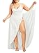 Fadalo Plus Size Spaghetti Strap Cover Up Beach Backless Wrap Long Dress (Large, White)