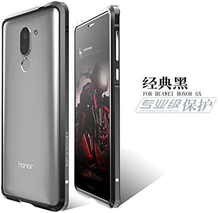 Huawei Honor 6X / Huawei Mate 9 Lite Case, Lwang 3D Curved Surface CNC Aviation Aluminum Alloy Metal Bumper Frame Cover for Huawei Honor 6X (bumper black)