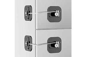 FRENFLU Fridge Lock, 2 Pack Refrigerator Lock with 4 Keys, Child Safety Locks with Strong Adhesive for Cabinet Lock, Freezer Lock and Drawer Lock (Black)