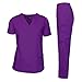 Dagacci Medical Uniform Womens and Mens Scrub Set Unisex Medical Scrub Shirt Top and Pant, Purple, Medium, Short Sleeve