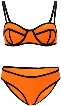 Sexy Bright Color Structured Neoprene Bikini Swimsuits Beachwear Swimwear OrangeLarge Charming