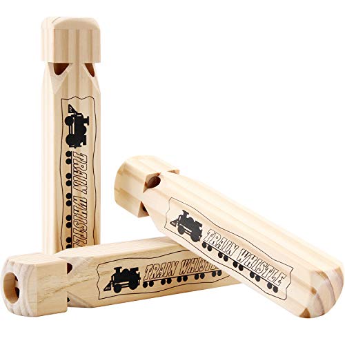 Sunshane 3 Pieces 7.48 Inch Wooden Train Whistles for Kids, Wood Whistle 4 Tones Train Whistle for Party Favors Party Noisemakers