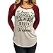 FAPIZI ♥ Women Blouse ♥ Women Long Sleeve Christmas Elk Reindeer Letter Printed T-Shirt (XL, White)