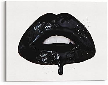 Wall Art Vinyl Black Lips Chanel Surfer Girl #5 Supermodel Poster Fashion Print on Canvas Decor Black and White Kate Moss 14"x 20" 977